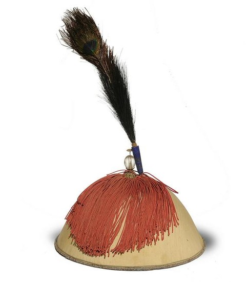 Chinese Qing Dynasty Officer's Hat, Peacock Rank