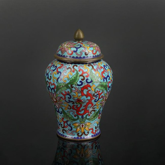 Chinese vintage cloisonne covered jar