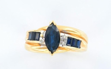 Clyde Duneier 14K Yellow Gold Sapphire and Diamonds Ring
