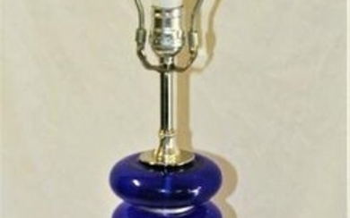 Cobalt Blue Glass Lamp Hi-polished nickel and marble