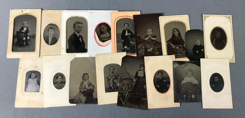 Collection of Antique Studio Tintypes : Young Children