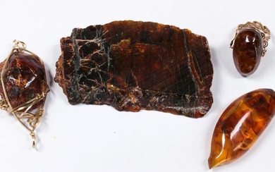 Collection of amber, gold-filled, metal jewelry and