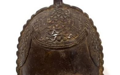 Cote D'ivoire, Senufo or Baule Peoples, Bronze Mask, H 12", W 4.5", D 2.5"