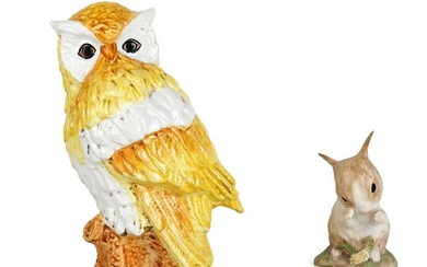 Cybis Porcelain Bunny and a Majolica Owl
