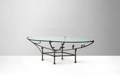 DIEGO GIACOMETTI (1902-1985) Table, Carcasse a la Chauve-Souris circa 1965patinated bronze, glassheight 16 3/4in (42.5cm); width 51 1/2in (128.3cm); depth 33 1/4in (84.5cm)
