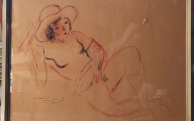 DIGNIMONT André (1891-1965) Nu féminin Aquarelle (mouillures) Haut. : 47 ; Larg. : 61 cm...