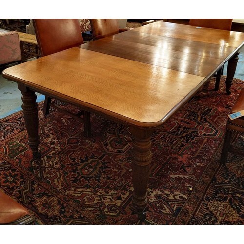 DINING TABLE, Victorian oak, circa 1880, with two extra leav...