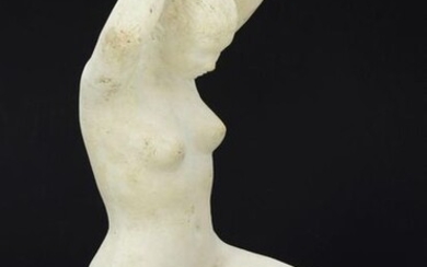 David MESLY (1918-2004), sculptor - "Naked woman redoing her hair", studio plaster, family provenance. H 25 cm. Michel Robert was born in Paris on April 22, 1918, son of Eloi Robert (sculptor, 1881-1949). It was only in the 1990s that he became known...