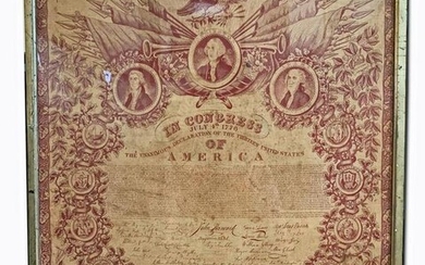 Declaration of Independence Printed on Cambric 1821