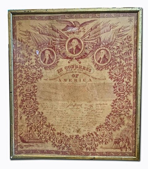 Declaration of Independence Printed on Cambric 1821