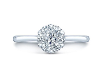 Diamond Cluster Solitaire Ring In 14k White Gold