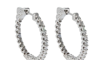 Diamond In and Out Hoop Earrings in 14K White Gold (1.20 CTW G-H/SI)