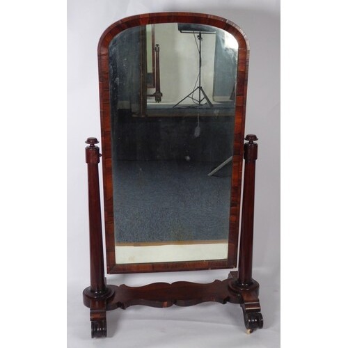 EARLY NINETEENTH CENTURY ROSEWOOD CHEVAL DRESSING MIRROR, th...