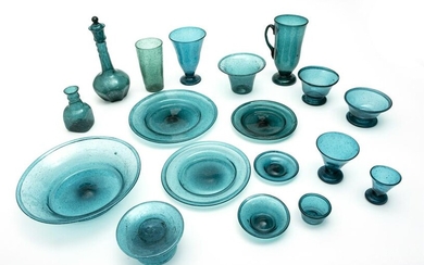 EGYPTIAN HAND BLOWN GREEN STEMWARE AND TABLEWARE