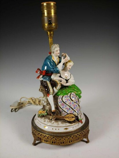 Early 20th Century Porcelain Figural Lamp