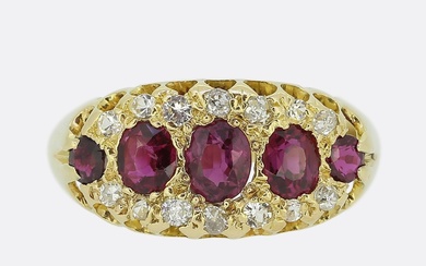 Edwardian Five-Stone Ruby and Diamond Ring