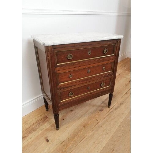 Edwardian rosewood and mahogany chest of drawers with marbl...