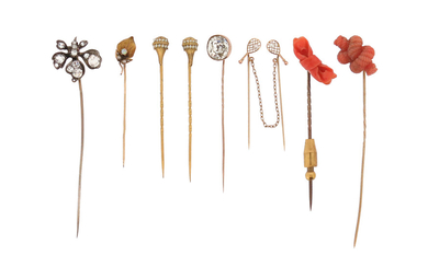 λ Eight 19th century stick pins