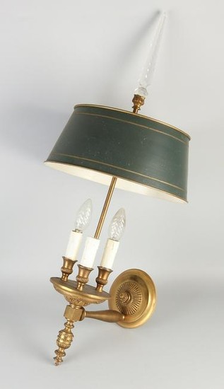 Empire style brass wall lamp three light copper painted