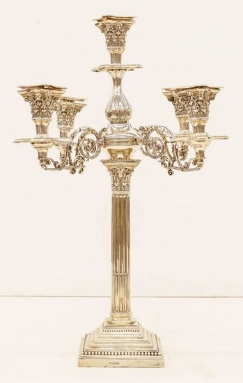 English Classical Column Sterling Candelabra