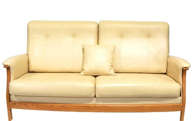 Ercol, three seat leather sofa
