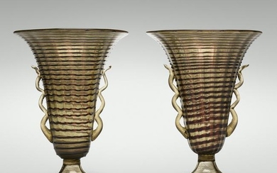Ercole Barovier, Aventurine vases, pair