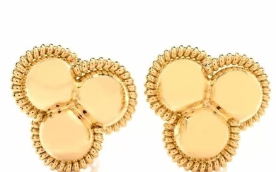 Estate Italian 18K Yellow Gold Clip Back Stud Earrings
