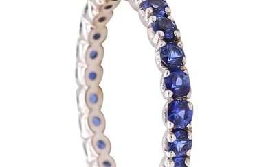 Eternity Ring Band in 18kt White Gold with 1.35 Cts in Ceylon Blue Sapphires