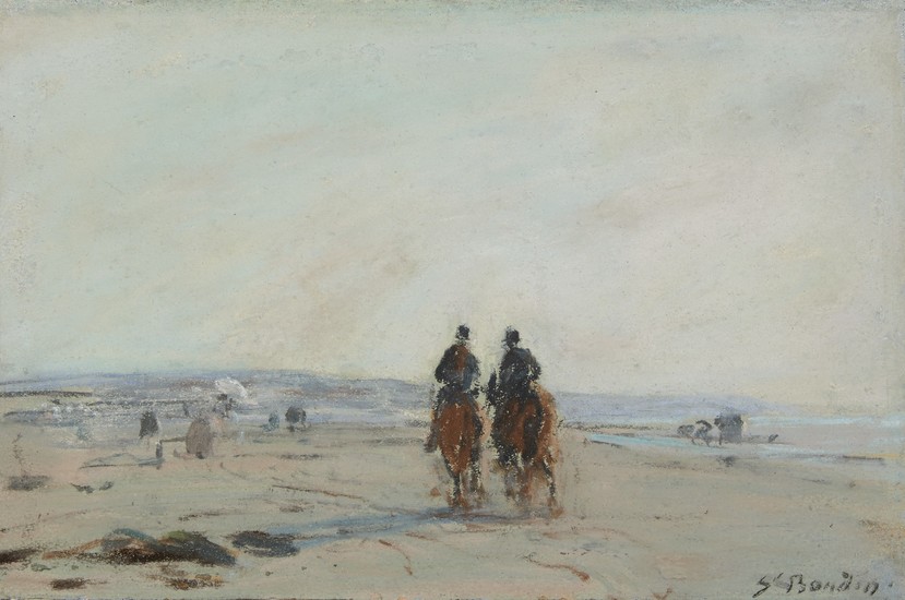 Eugène Boudin (1824-1898), Deux cavaliers sur la plage