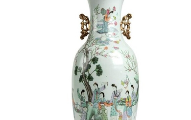 FAMILLE ROSE 'LADIES AT PLAY' VASE LATE QING