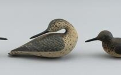FIVE AL WHITE LIFE-SIZE SHOREBIRDS Sandwich, Massachusetts, 20th Century Lengths from 7” to