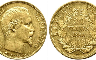 FRANCIA. Napoleone III 20 franchi 1860 A. Au (6,45 g)....