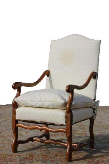 FRENCH ANTIQUE HAND PEGGED OAK ARM CHAIR