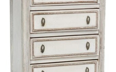 FRENCH MARBLE-TOP PAINTED TALL CHEST OF DRAWERS