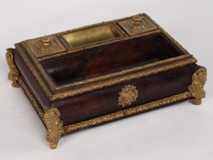 FRENCH ROSEWOOD AND GILT BRONZE REGENCY ENCRIER