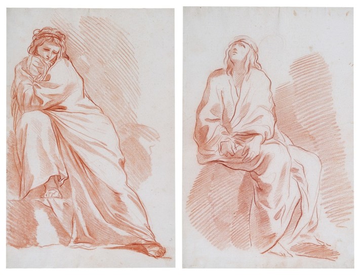 FRENCH SCHOOL, 18TH CENTURY | Two studies of draped male and female figures