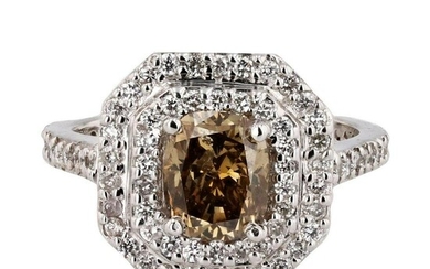 Fancy Dark Yellowish Brown Diamond 14K Ring GIA