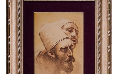 Fausto Zonaro (Masi, 1854 - 1929, ), Studio per coppia di teste.