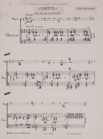 Félix IBARRONDO (né 1943). Manuscrit musical... - Lot 252 - Ader