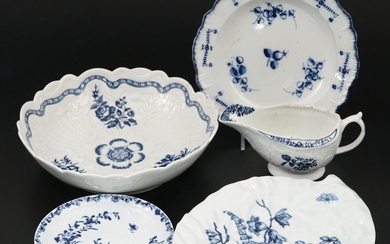 First Period Worcester Junket Bowl and Leaf Shaped with Other English Tableware