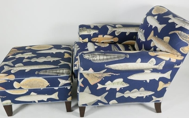 Five Star Upholstery Co. Fish Pattern Upholstered Club