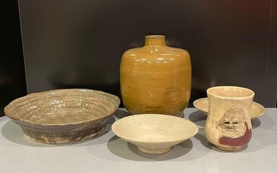 Five-piece Asian Pottery Grouping