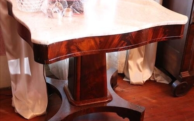 Flame mahogany Empire marble top table