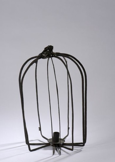 Folding military lantern, made of wrought iron, with...