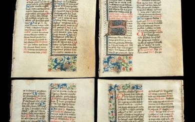 Four 15th C. European Illuminated Manuscript Pages