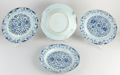 Four 18th century Chinese plates, Ã˜ 27.5 cm.