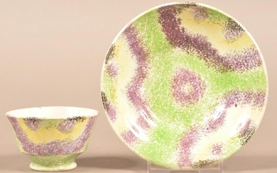 Four Color Spatter Loop Pattern Child's Cup and Saucer.