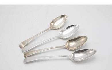 Four Georgian silver old English pattern table spoons, 22cm ...