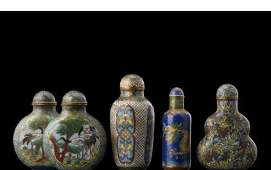 Four cloisonné snuff bottles (slight defects) China, 19th century (h. max 7.2 cm.)