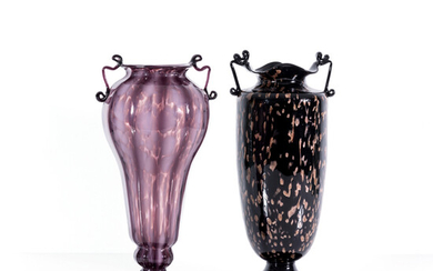 Fratelli Toso Deux vases en verre soufflé "Carnivale"